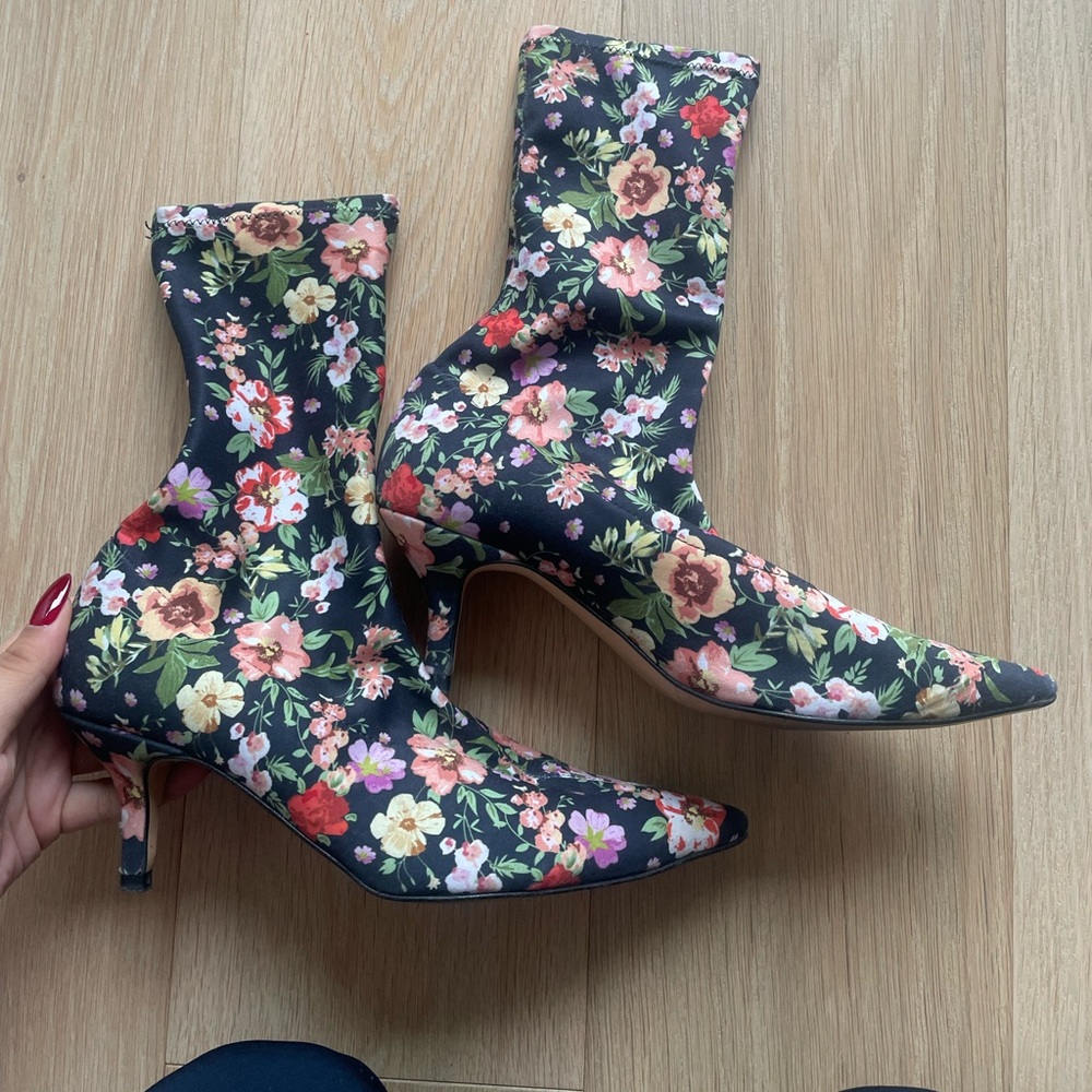 Zara floral sock boots
